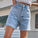 Women's Blue Denim Shorts High Waist Casual Chic Loose Jean Shorts