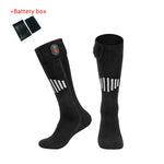 Heated Socks with battery black with stripe