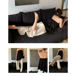 Satin Wide Leg Pants Long Floor Casual Pants Women's Spring Summer Trousers