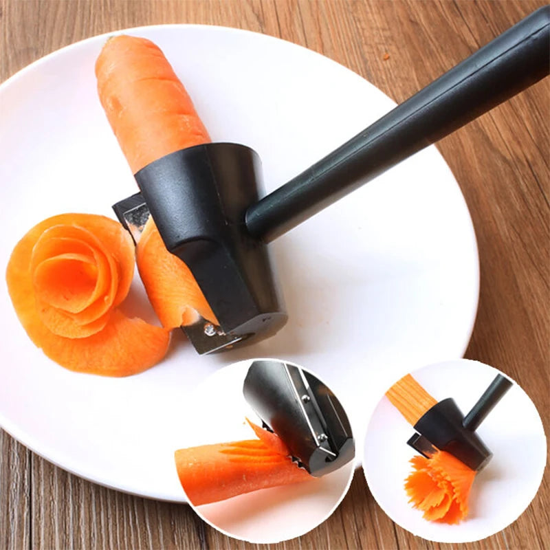 Vegetable Spiral Peeler, Create Flower Garnish with Carrot Radish Potato, Kitchen Tool Slicer Peeler