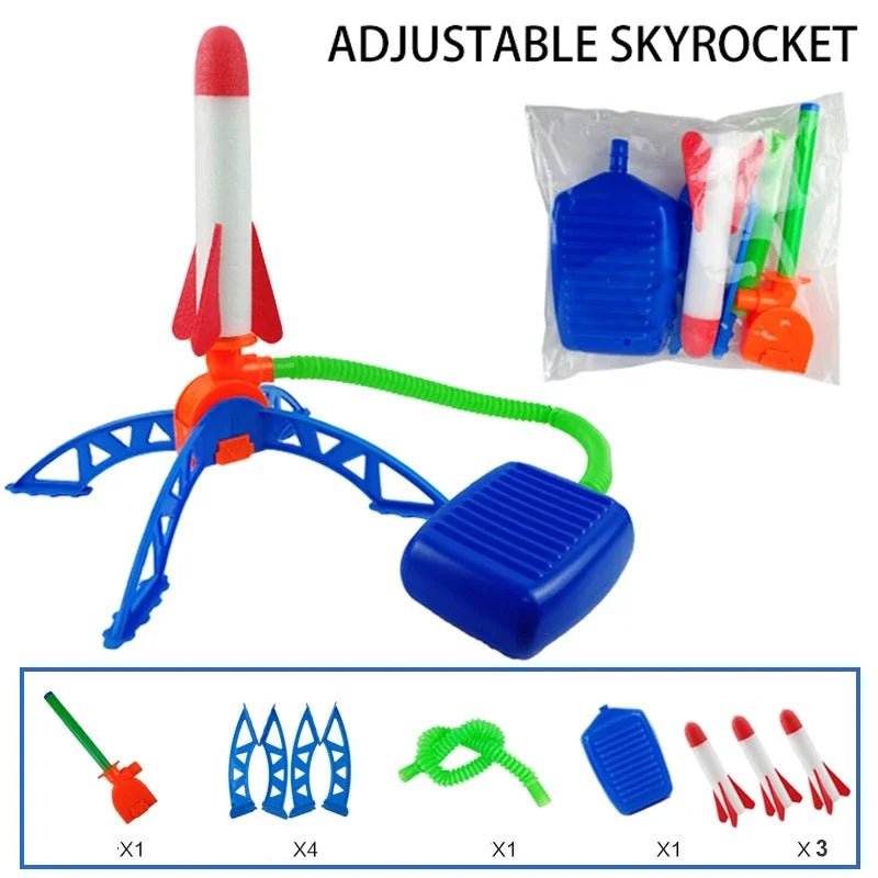 Kids Outdoor Air Powered Rocket Launcher with Foot Pump – Jump & Soar Toy for Active Play