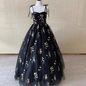 Elegant Floral Embroidered Ball Gown Formal Dress for Prom Wedding Guest