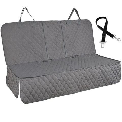 Gray car seat cover with a strap on a white background