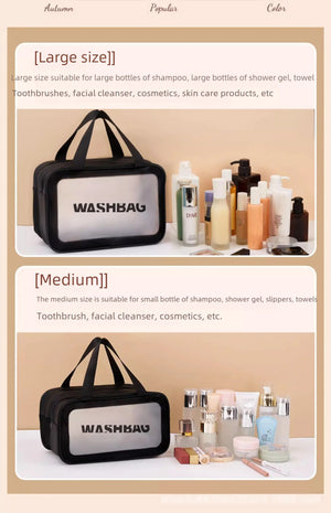 Double Layer Dry Wet Makeup Bag with Wet/Dry Compartments Large Capacity Makeup Bag Toiletry Bag Travel Portable Handbag