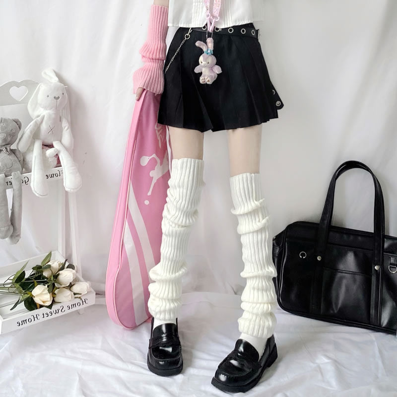 Knitted Leg Warmers Women Thigh High Punk Vintage 90s School Girls Warm Stylish Fashion Socks