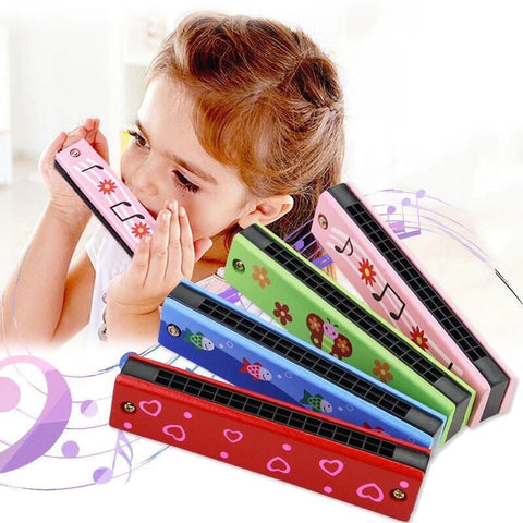 Harmonica Kids Wooden Musical Instrument Toy Early Education Music Teaching Aid Kindergarten Beginner Gift