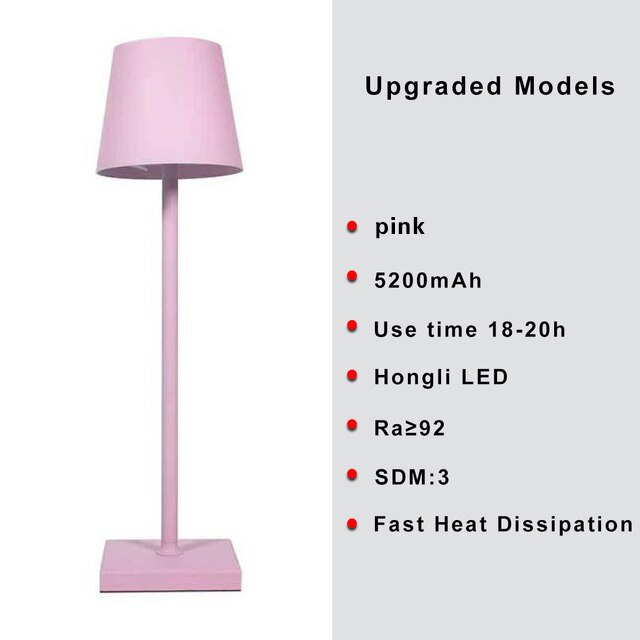 Cordless USB Rechargeable Table Lamp Waterproof Touch Switch Table Lamp for Bedroom, Hotel, Living Room, Restaurant