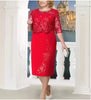 Plus Size Lace Evening Dress Women Elegant Mother of Bride Round Neck Wedding Guest Party Fashion