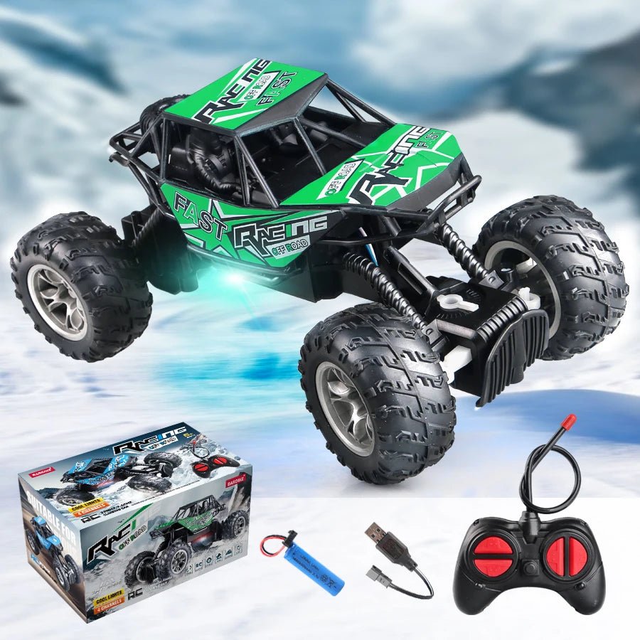 4-Way Remote Control Off-Road Car with Lights & Anti-Slip Tires – Kids Outdoor Climbing Toy