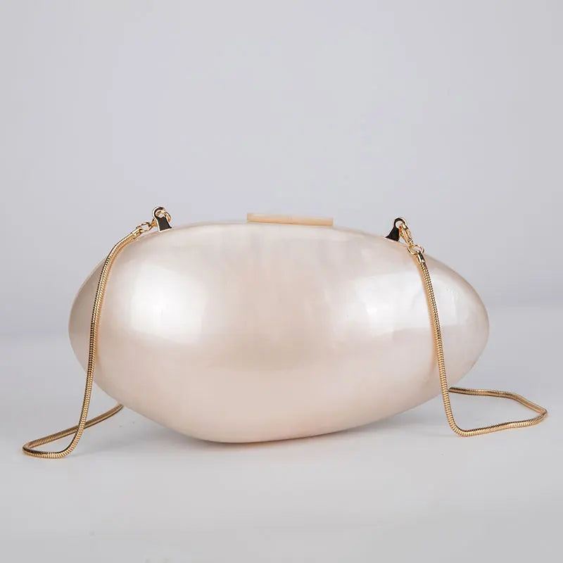 Pearl Acrylic Evening Bag New Fashion Luxury Mini Clutch Purse Women's w/ Chain Shoulder Crossbody Wedding Party Handbag