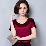 Short Sleeve Blouses Satin Blouse for Women Chic Casual Tops