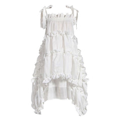 Spaghetti Strap Loose Fit Dress Irregular Hem Ruffles Dress for Women