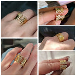New Fashion Women's Ring with Cubic Zirconia Stone Wiredrawing Effect Gold Color Wide Rings Luxury Jewelry Gift for Her