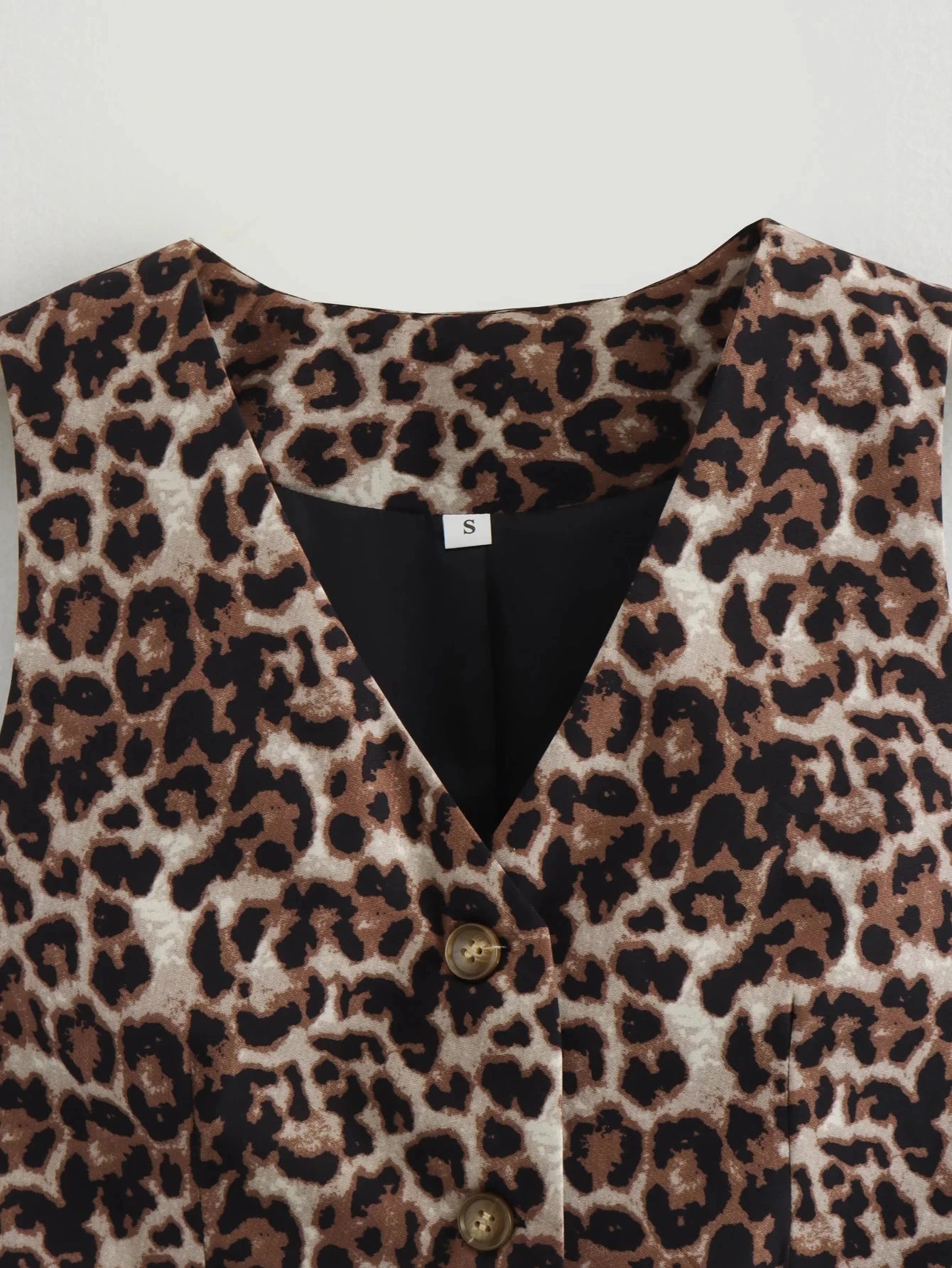 Women's Leopard Print Vest New Fashion V-Neck Single-Breasted Casual Vest Top