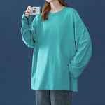 Long sleeve T-Shirt for Women Basic Oversized T Shirt Casual O-Neck Top