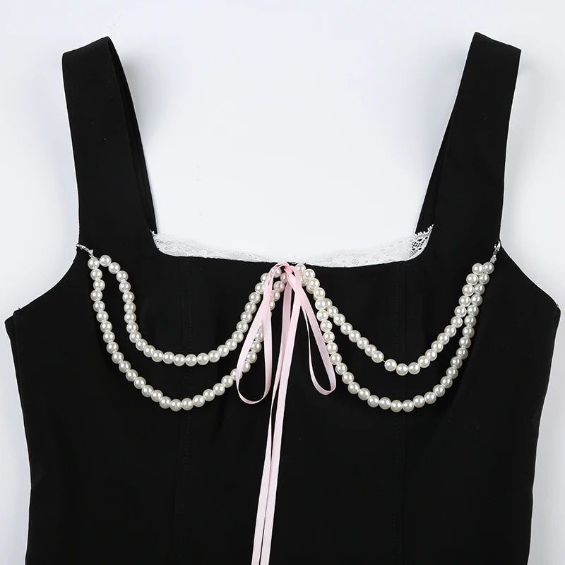 Vintage Fairy Core Corset Top Contrast Bandage Slim Tank Top Cute Sexy Clubwear Y2K Party Vest