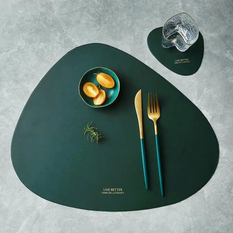 Placemat Set PU Leather Heat Insulation Non-Slip Simple Coaster Dining Table Mat Home Decor