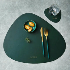 Tableware Pad Placemat Table Mat  PU Leather Heat Insulation Non-Slip Simple Placemats And Coaster Set Placemat for Dining Table