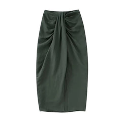 Ladies Long Sleeve Bow Shirts Tops+Side Split Pleated Skirts Sets