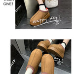 Warm Plush Interior Winter Shoes for Women Winter New Cashmere Warm Thick Sole Low Boot Half Slipper Shoe w/ Fur Lining