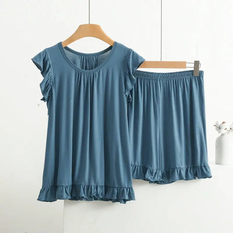 Pajama Set Women Plus Size Sleeveless Top Shorts Suit Sleepwear Nightwear Casual Comfortable Set