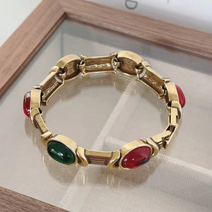 Vintage Y2K Solid Bracelet with Colorful Crystals Handmade Jewelry Gift Bracelet for Her