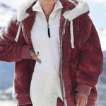 Women's Loose Plush Zipper Hooded Jacket