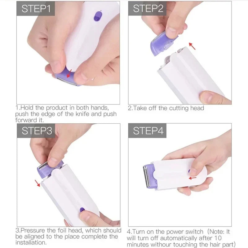 Electric Depilator Finishing Touch Mini Rechargeable Hair Removal Handheld Machine Device Removes Body & Facial Hair Painlessly