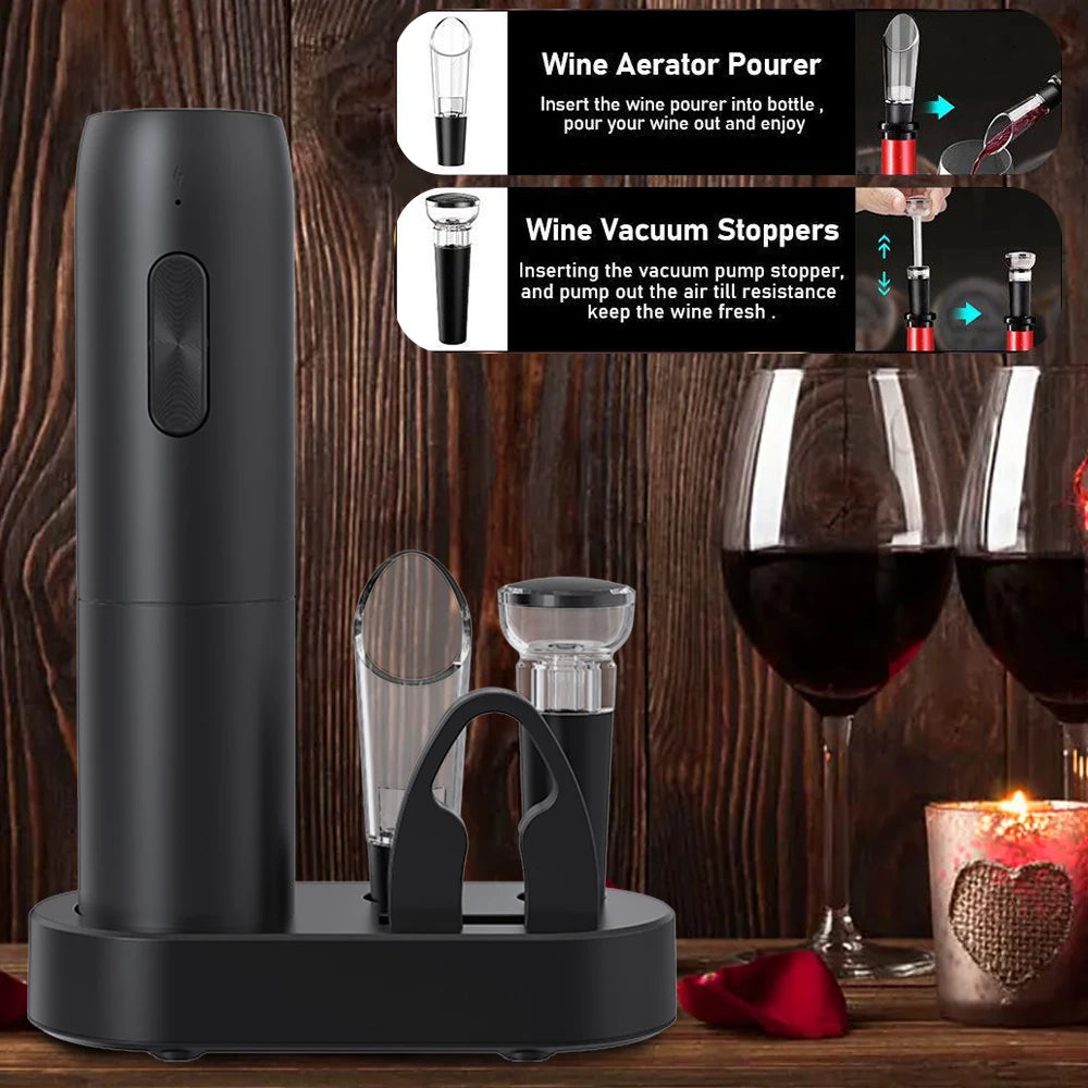 Electric Wine Bottle Opener Automatic Wine Corkscrew Rechargeable Wine Opener with Charging Base Wine Opening Tools