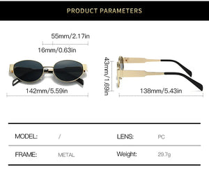 Trendy Oval Sunglasses New Luxury Fashion Metal Frame Sun Glasses Classic Vintage Oval Shades Unisex