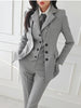 Women's Vintage High Quality 3-Piece Pant Suit Work Office Wear Blazer Jacket Vest Trousers 3 Pieces Set