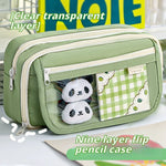 Charming Panda Flip Pencil Case – 9-Layer Spacious, Multi-Functional Stationery Organizer with Cute Panda Design