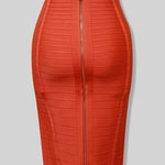 Women's Sexy Bandage Skirt Zipper Detail 16 Color Bodycon Pencil Stretch Midi Skirt