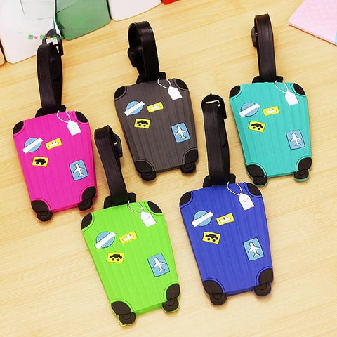 Luggage Tag Silicone Portable Cartoon Style Girls Boys Card Cover Travel Bag Accessory Gift