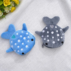 Cute Plush Cartoon Whale Shark Coin Purse Wallet Portable Plush Coin Bag Stores Keys Earphones Coins Organizer Pouch Zipper Bag Gift for Kids