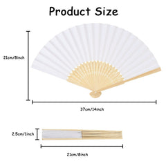 White Foldable Paper Fans Portable Chinese Bamboo Fan 10/20/30pcs Wedding Gift For Guests Birthday Party Decoration