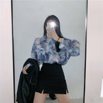 Women's Fashion Tie Dye Shirts Loose Casual Sun-Protective Embroidered Transparent Tops