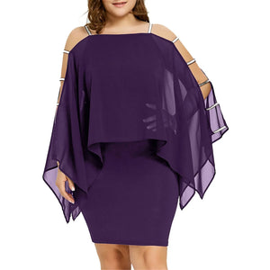 Cold Shoulder Cape Plus Size Dress purple