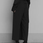 Women's Elastic Waist Brief Above Ankle Pleated Long Trousers
