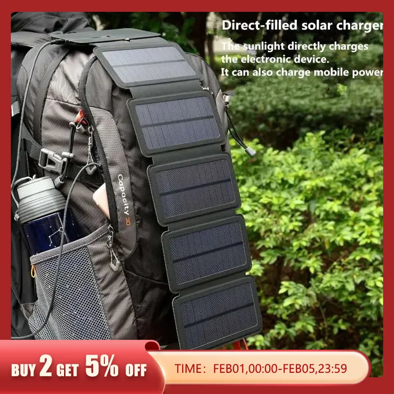 Portable Solar USB Charging Panel Outdoor Multifunctional Foldable 5V 1A USB Output Device Camping Charger w/ High Power Output