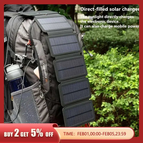 Solar Charger Portable Foldable USB 5V 1A High Power Output Outdoor Camping Multifunctional Panel