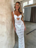 New White Lace Slim Bodycon Dress Women Spaghetti Strap Summer Dress Maxi Long Backless Nightclub Sexy Party Dresses