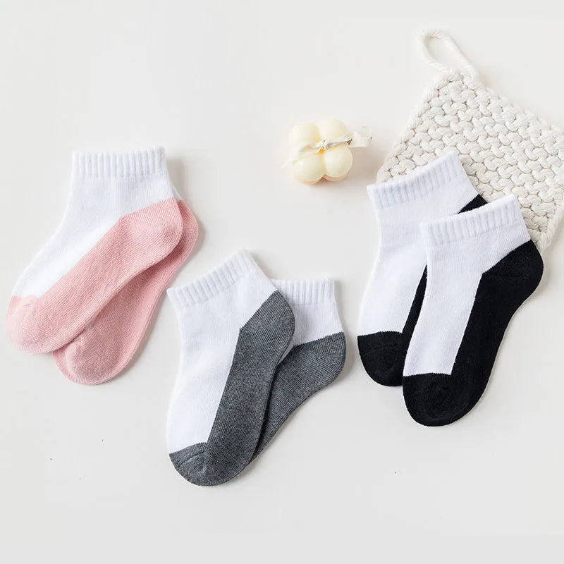 5 Pairs/Lot Cotton Children Socks New Fashion Black White Gray For 1-12 Years Kids Teen Student Baby Girl Boy Socks