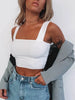 Square Collar Crop Top Women Slim Sleeveless Irregular Exposed Navel Casual Summer Fashion