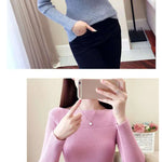 Ribbed Slash Neck Slim Sweater Knitted Long Sleeve Office Casual Solid Pullovers For Women