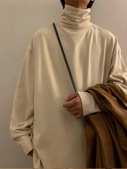 T-Shirt Women Long Sleeve Turtleneck Oversized Casual Teen School Everyday Fashion Tee Top