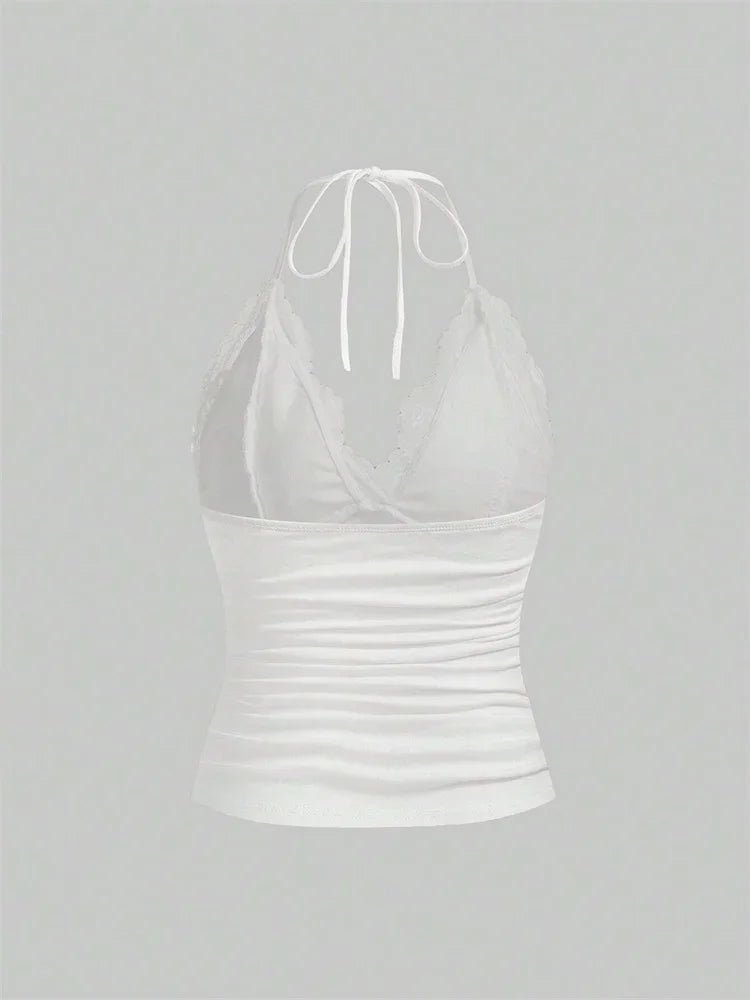White halter top on a gray background
