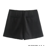 Casual Mini Asymmetrical Skirt Shorts Women's Fashion High Waist Back Pockets Wide Leg Skirts Zipper Shorts