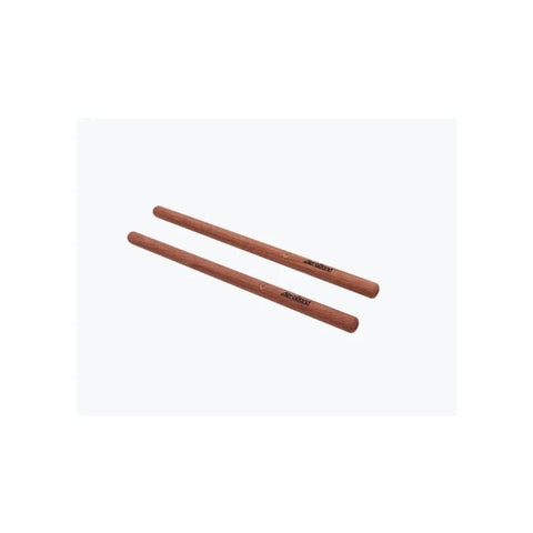 Two wooden drumsticks on a white background