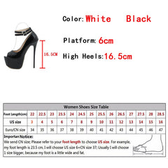Women's Pumps Double Buckle Strap Platform Shoes Sexy Peep Toe 16.5CM Super High Heels